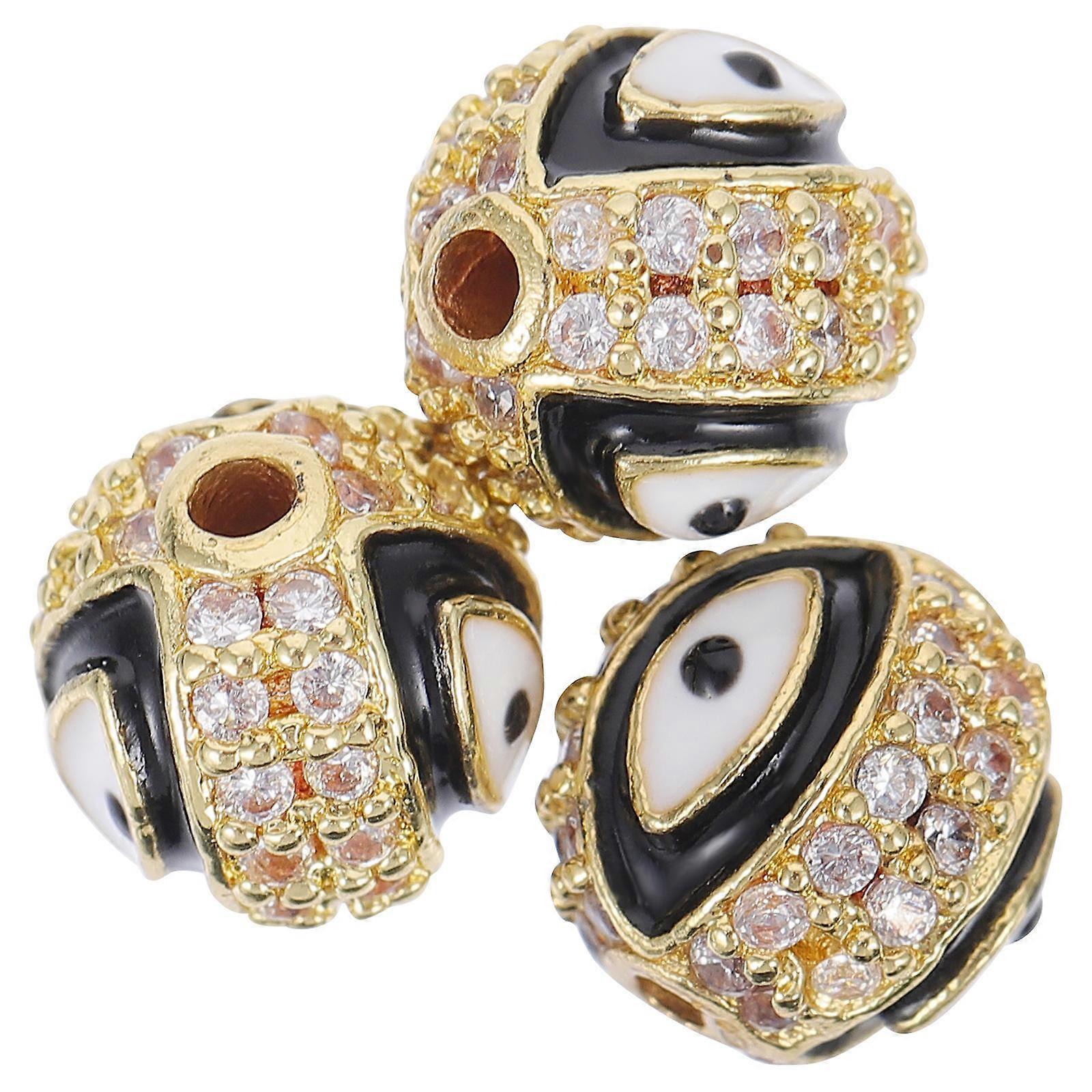 3Pack Alloy Evil Eye Connector Link Charms For Jewelry Making 0.7X0.7cm Round Shape DIY Craft Beads