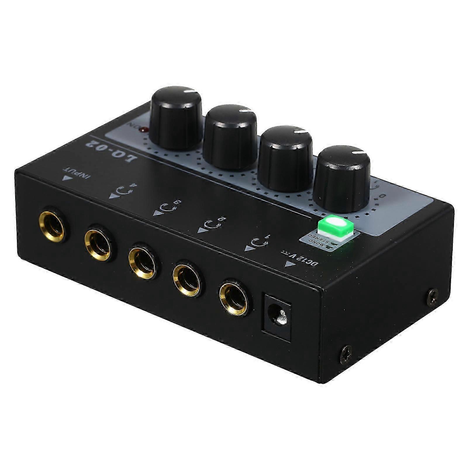 Headphone Amplifier Mixer 4 Channels Mono/Stereo Metal Stereo Headphone Amps Audio Amplifier Balanced Headphone Output Audio Input Mini Headphone Spl