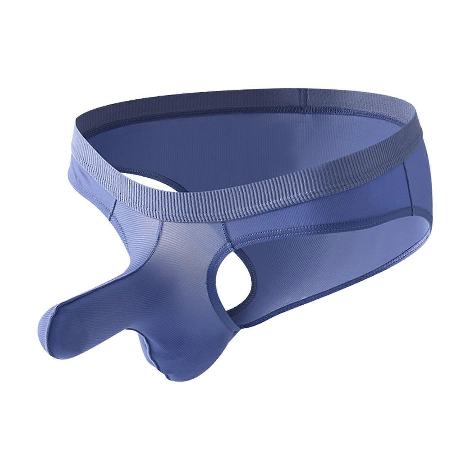 Eisseide Unterwaesche Herren Seamless Briefs With Bulge Pouch Breathable See Through Mesh Blue Small