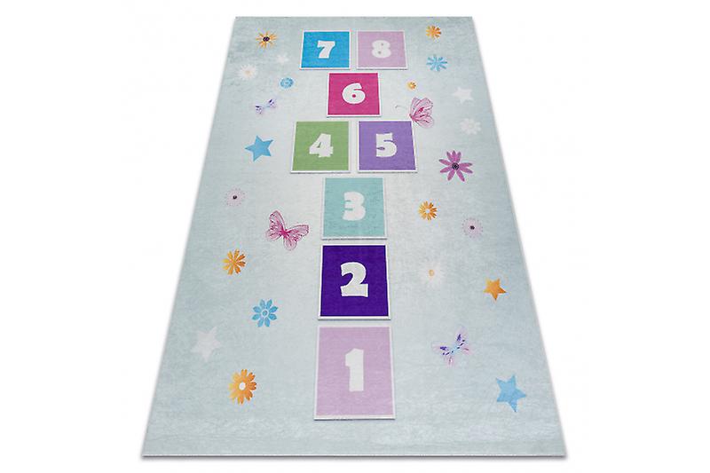 BAMBINO 1075 washing carpet hopscotch, numbers for children anti-slip - green