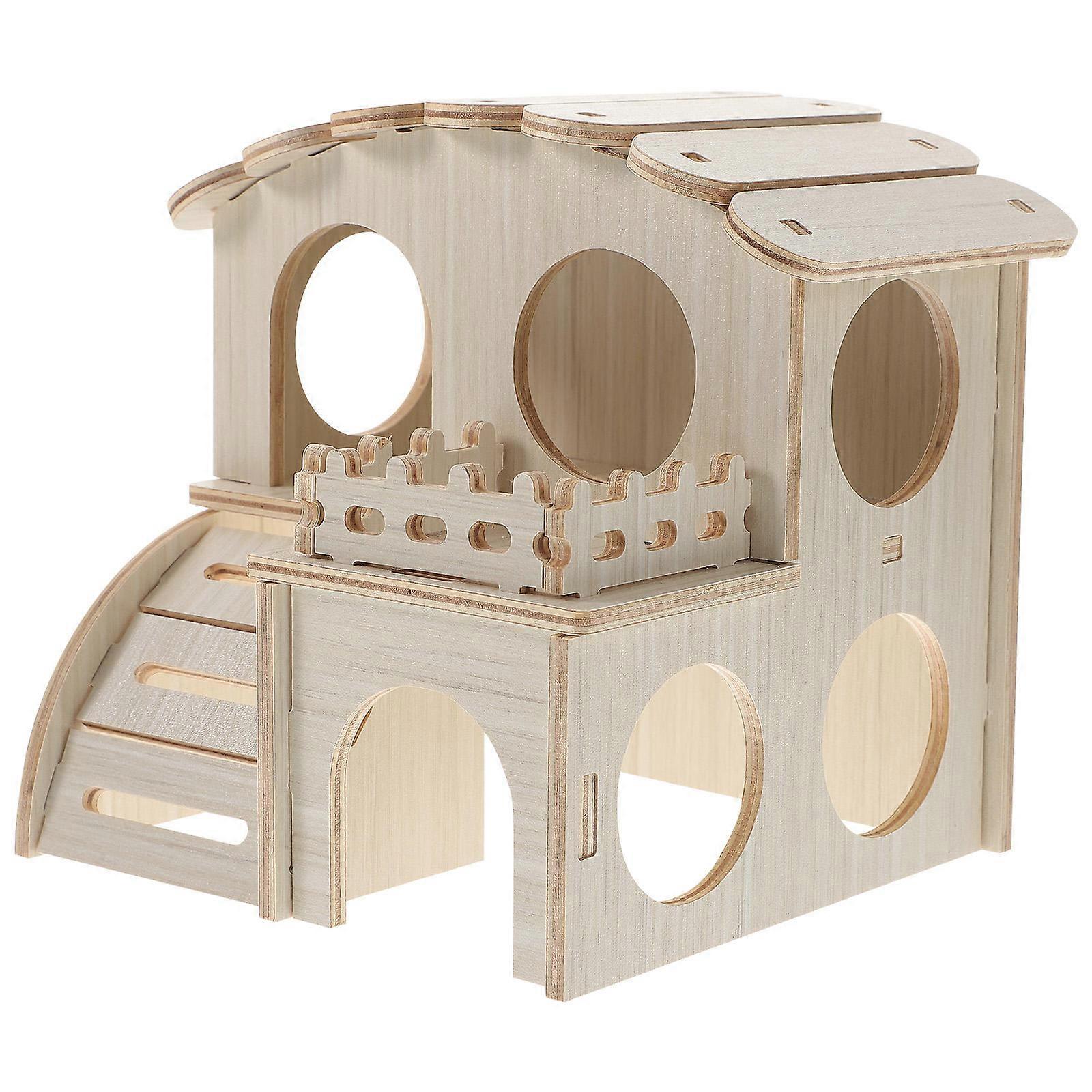 Wooden Hamster House Durable Hideaway Nest for Hamsters, Gerbils, and Mice – Safe, Natural Material Nest for Small Pets
