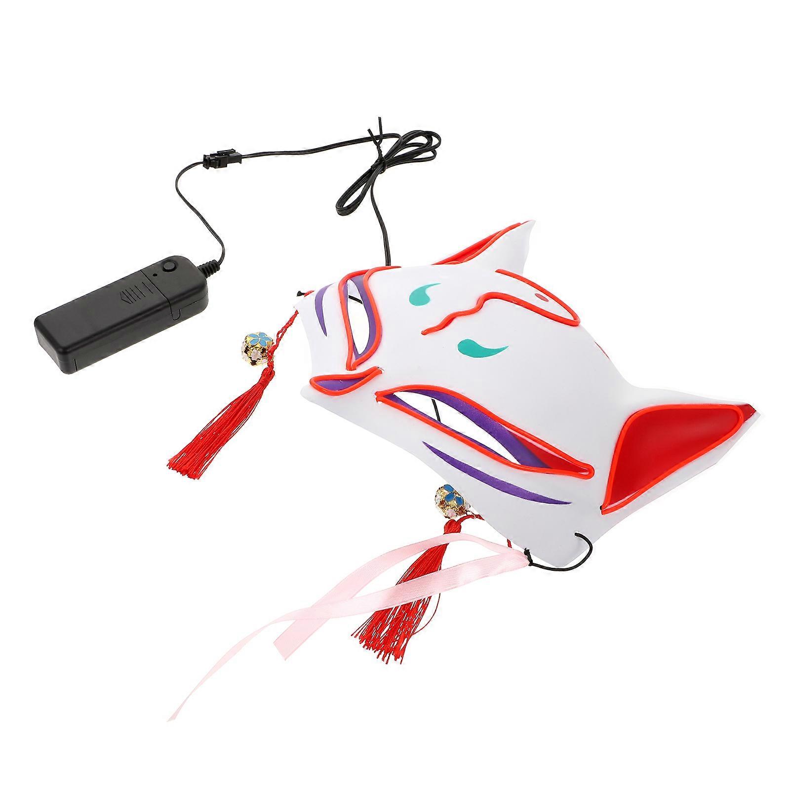 Glowing Fox Shape Mask For Halloween Party Atmosphere Enhancement In Red Color With Luminous Effect 1Pack