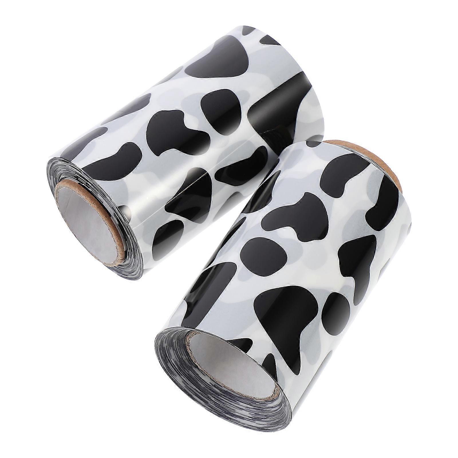 Mousse Surrounding Edges Cow Pattern Cake Rims Suitable For Afternoon Tea 393X3.14X0.04Inch Simple Design 2 Rolls