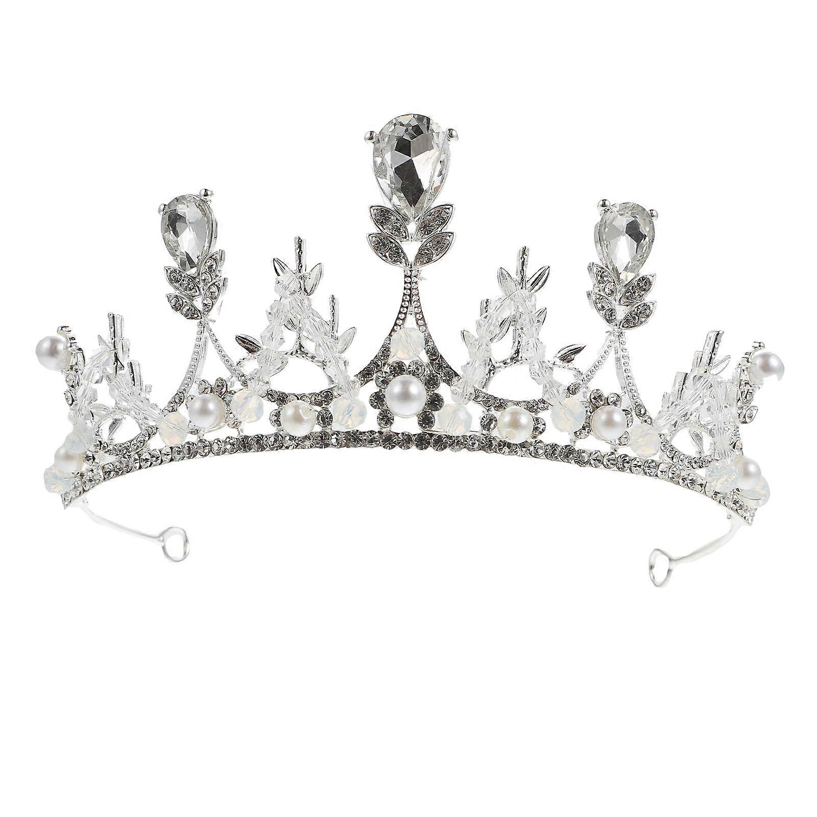 Baroque Style Girl Rhinestone Crown with Durable Alloy Material and Elegant Silver Color