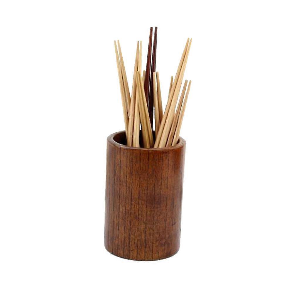 Wooden Kitchen Utensil Holder Textured Serving Tools Container Flatware Holder with Holey Base