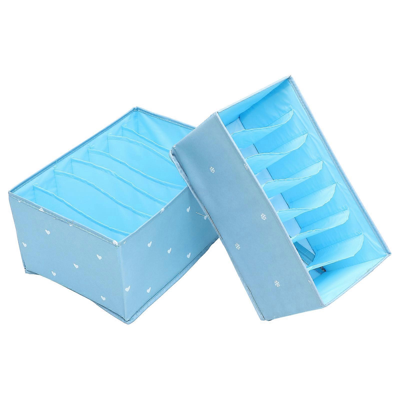 Blue Wardrobe Clothes Drawer Organizer for Storage Use 2Pcs Set