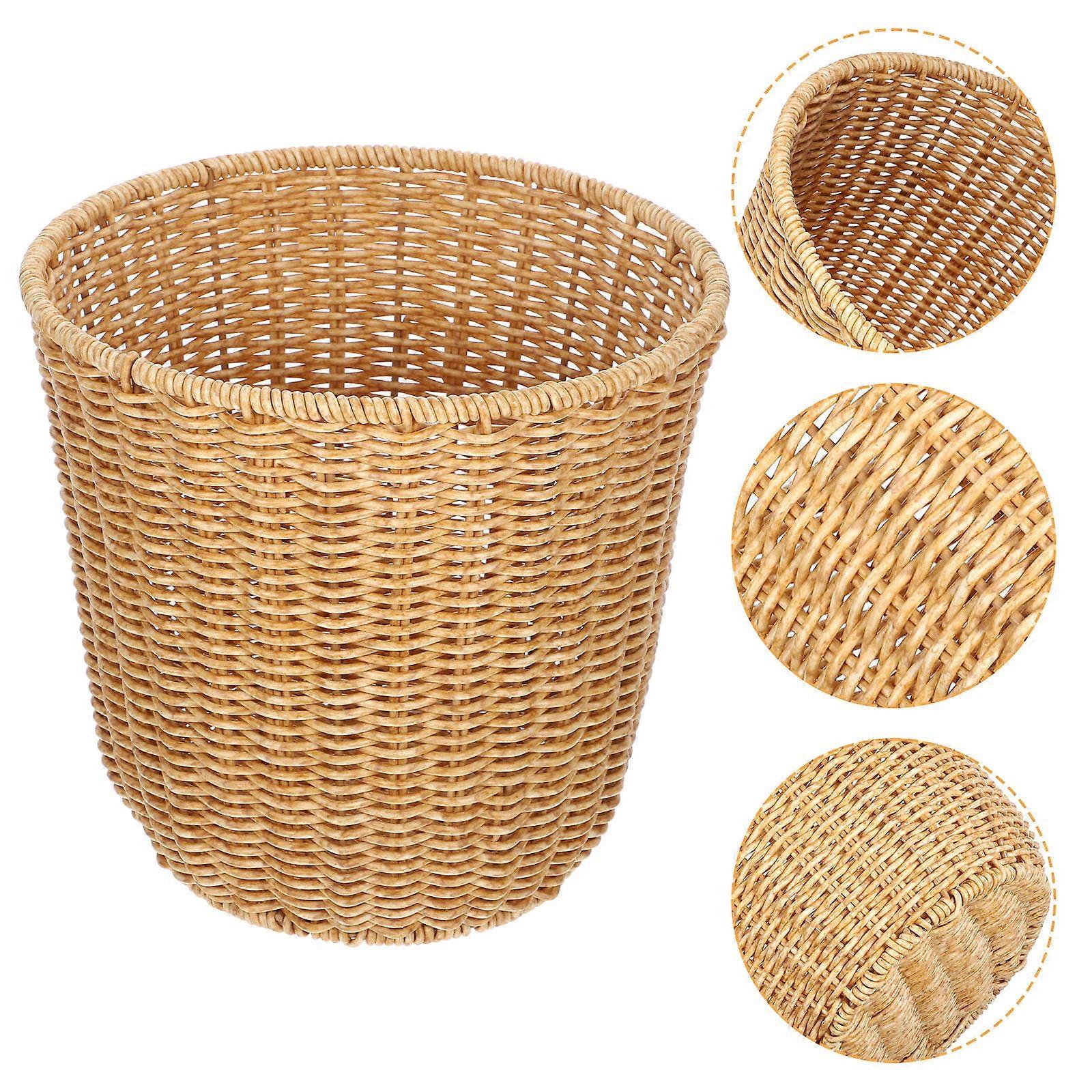 Woven Rattan Style Storage Basket for Bathroom & Home – Natural Design, Ample Capacity, Multipurpose Organization Container