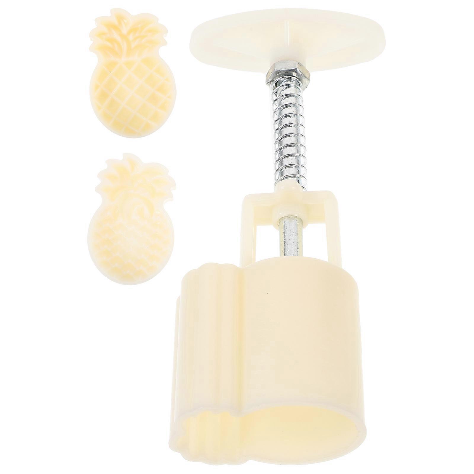 Creative White PP MoonCake Press Mold for Kitchen Use with Realistic Pineapple Shape 1 Set