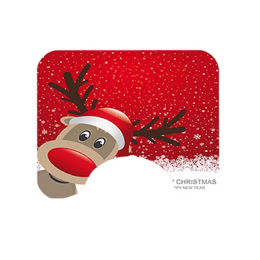 3Pcs Red Christmas Cartoon Bathroom Mat Set With Absorbent Anti-Slip Function For Household Bathroom Use