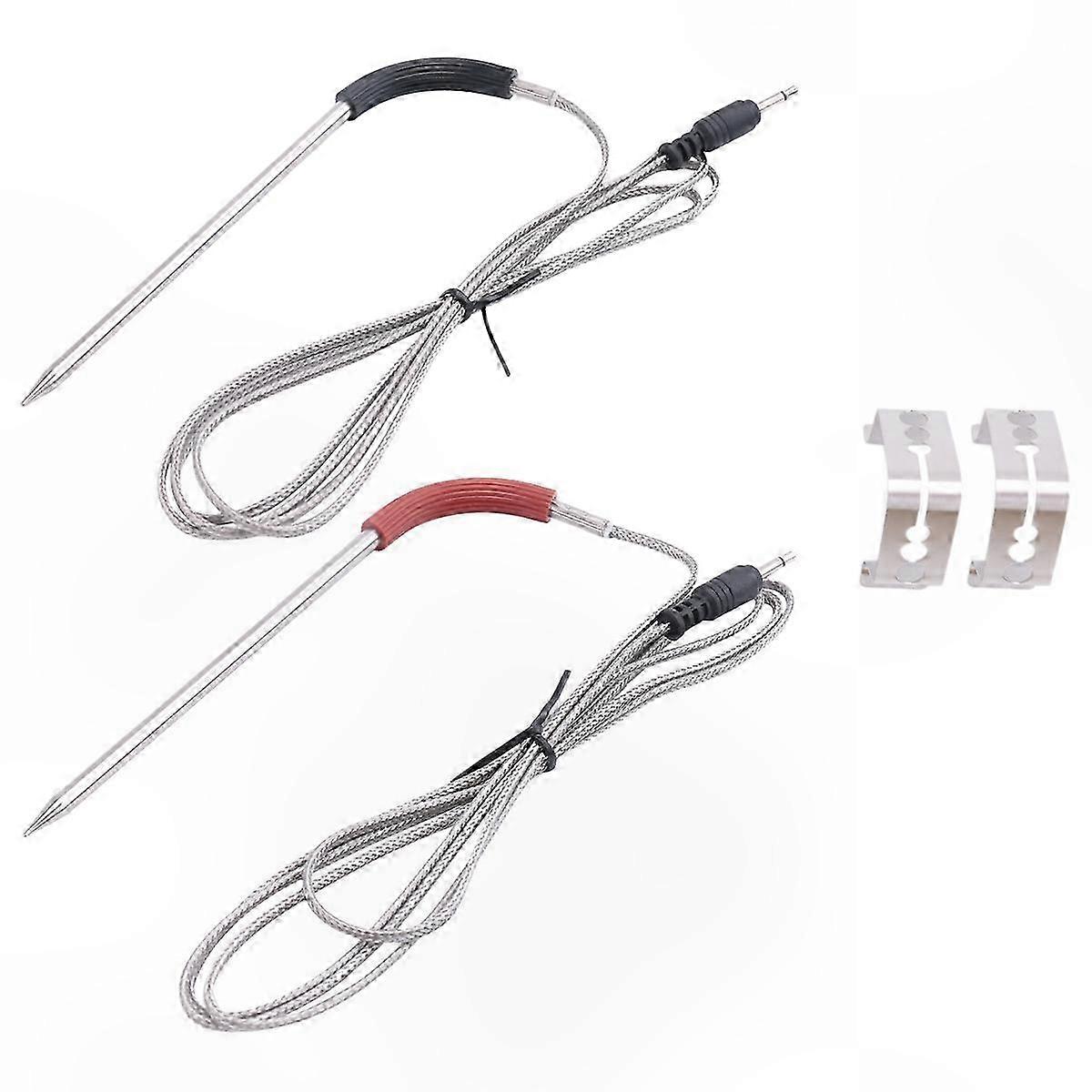 2-Pack Meat Thermometer Probes with Clip for Grills and Smokers, Durable Temperature Sensor Accessory