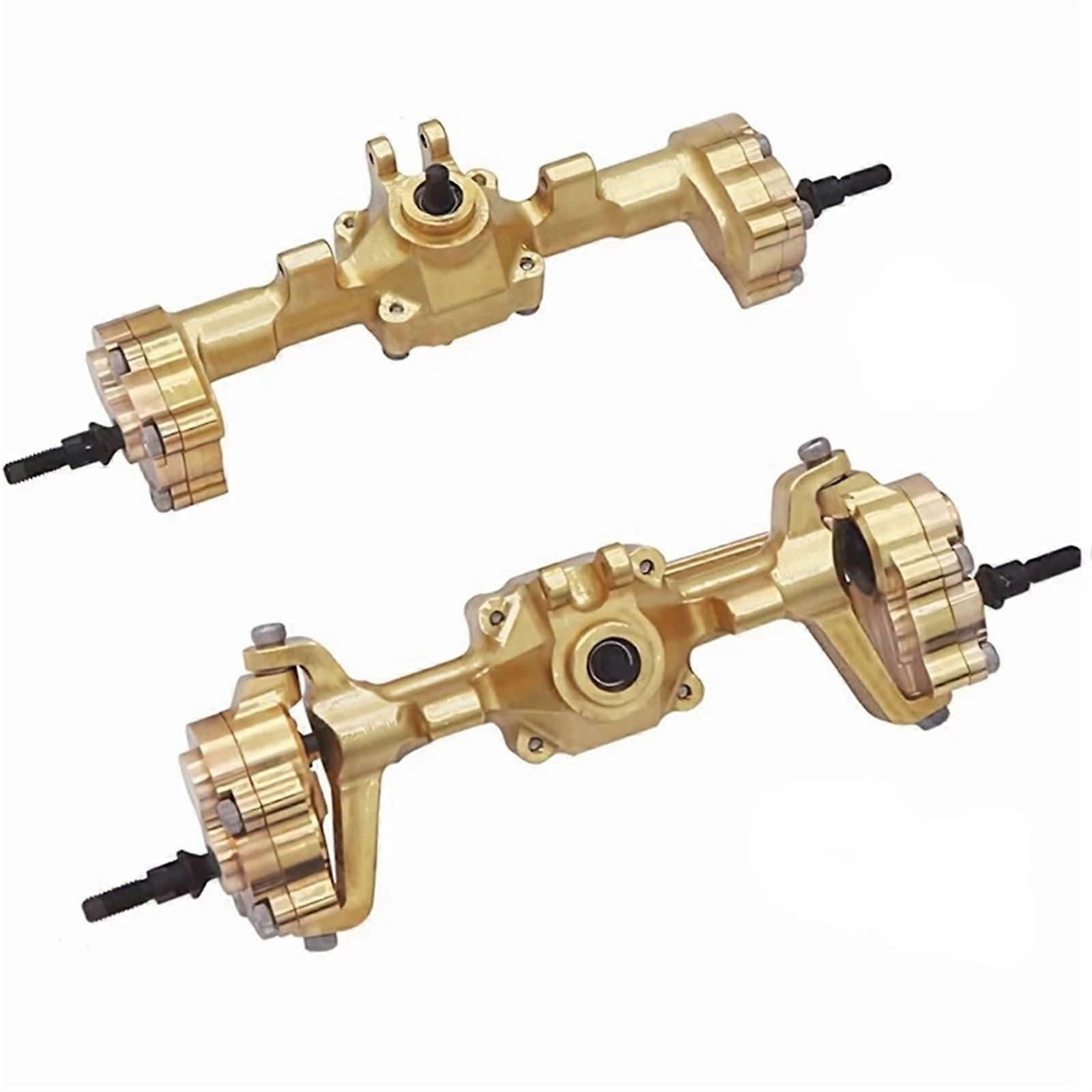 RC Axle Complete Set for FMS FCX24 - Brass Portal Front & Rear Axles with Steel Gears, Drive Shaft & Wheel Hexagon Upgrade Parts