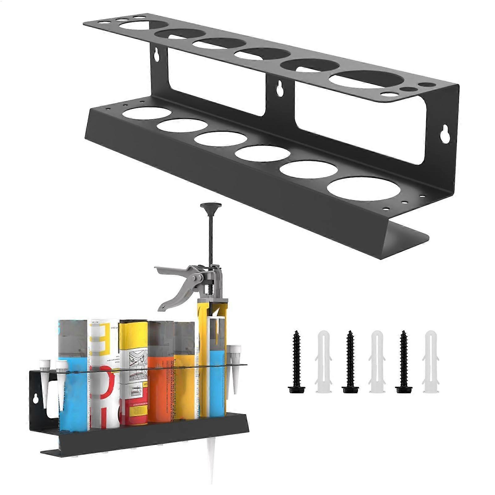 Caulking Tube Holder Rack Organizer for Garage Workspace Stores 5 Sealant Tubes with Nozzle