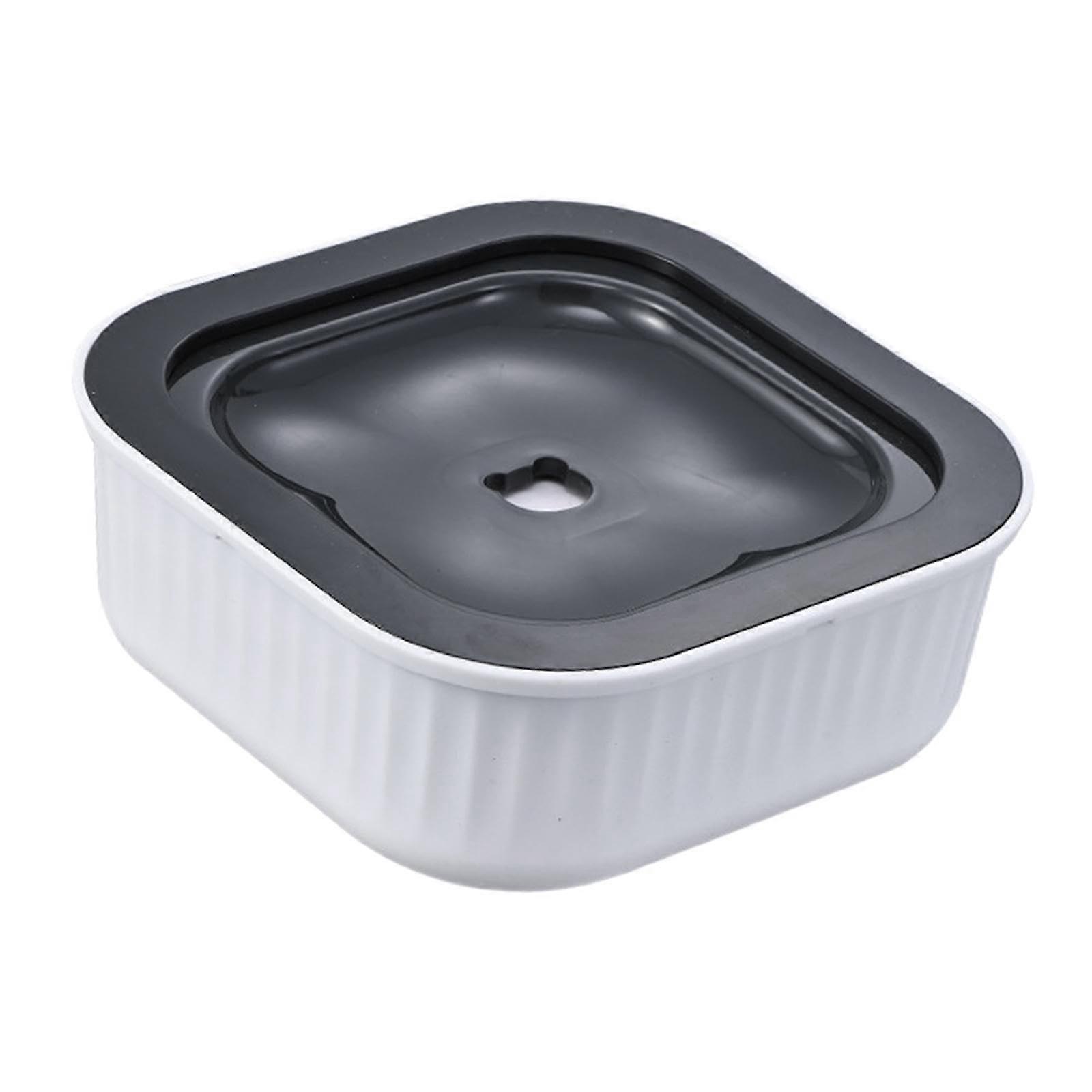 Dog Water Bowl with Floating Anti-Overflow Dish, White, Non-Slip Base, Easy to Clean, Ideal for All Breeds