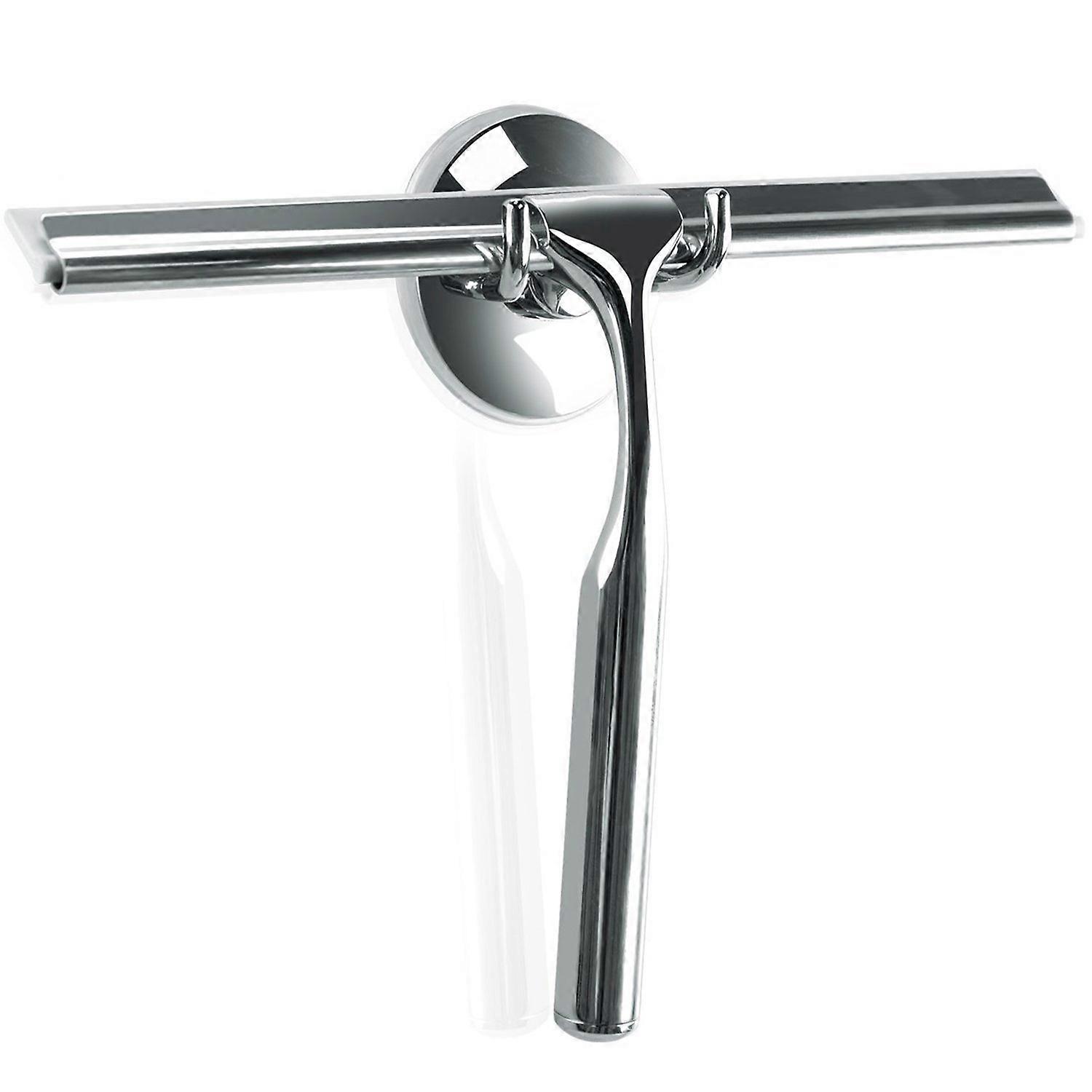 Shower Window Squeegee, Stainless Steel Scraper with Storage Hook for Bathroom Floor Mirror Cleaning