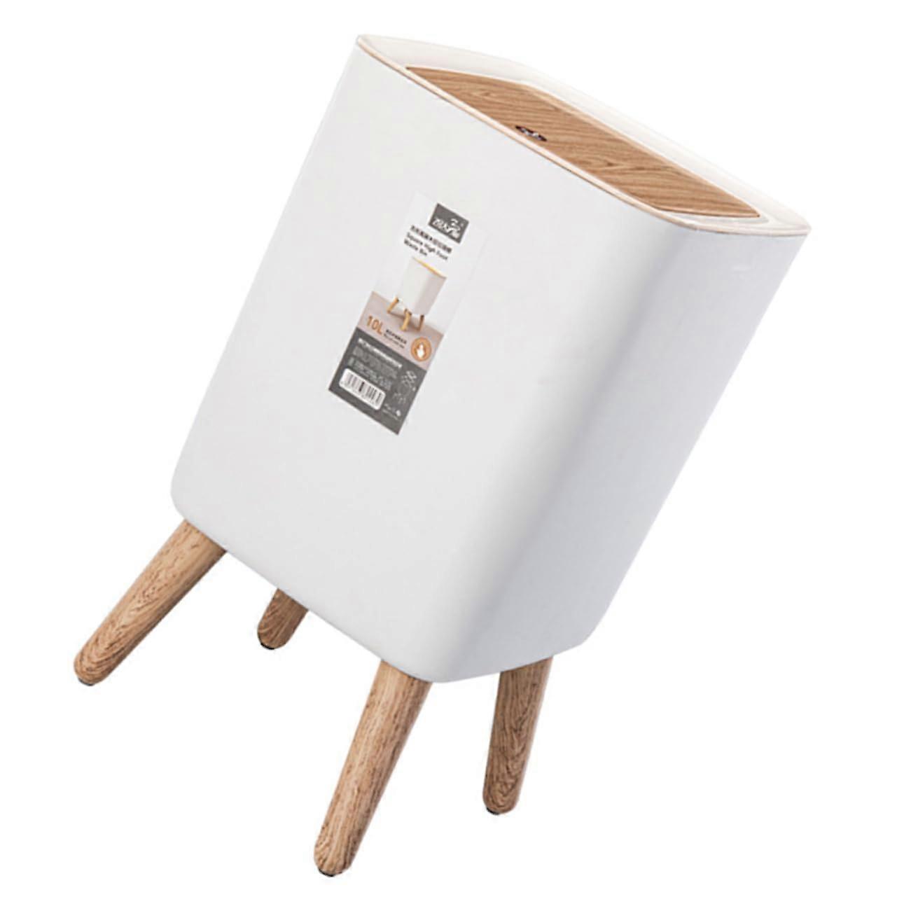 Large Capacity Press Type Household Trash Can with Wood Grain Design Elegant Square Rubbish Bin for Bathroom and Kitchen Easy to Bin