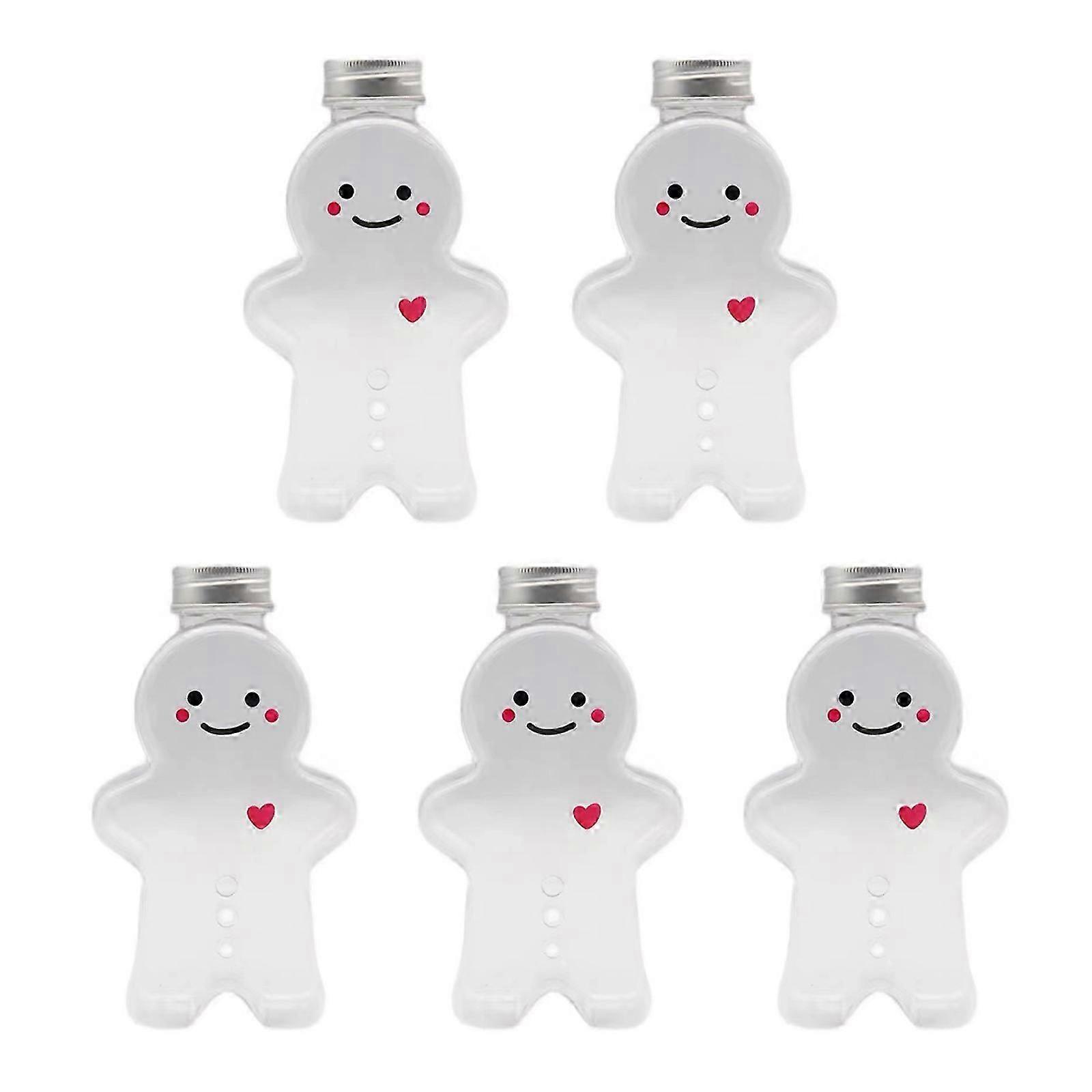5pcs Cute Gingerbread Man Candy Jar Candy Biscuits Bottle Sealed Jar Plastic