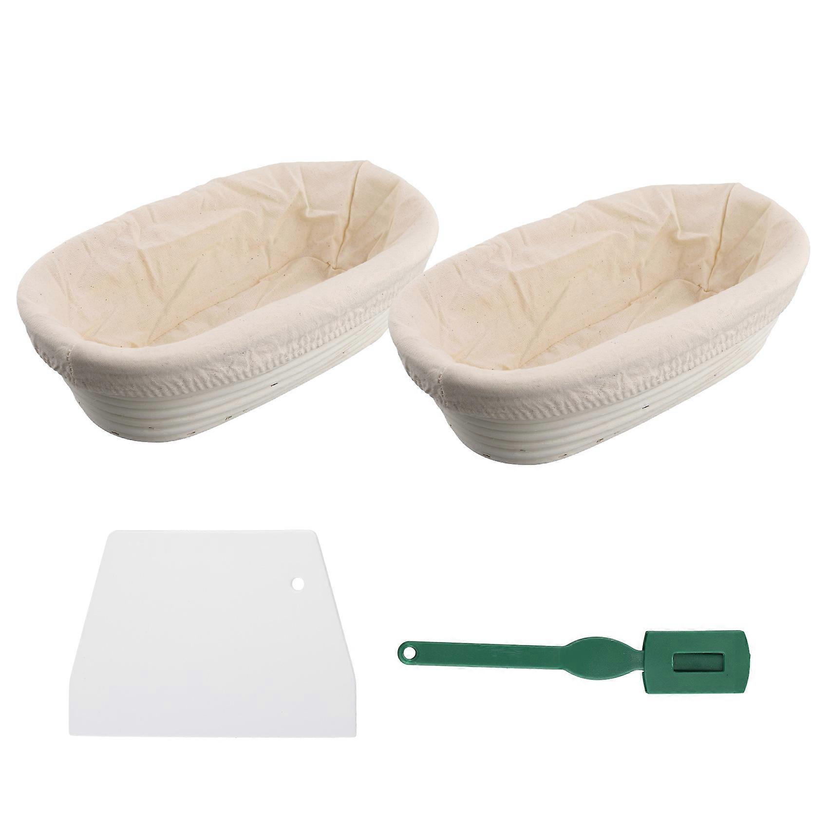 Banneton Proofing Basket Set - Artisan Sourdough Bread Bakery Basket,Dough Scraper/Cutter & Brotform Cloth Liner