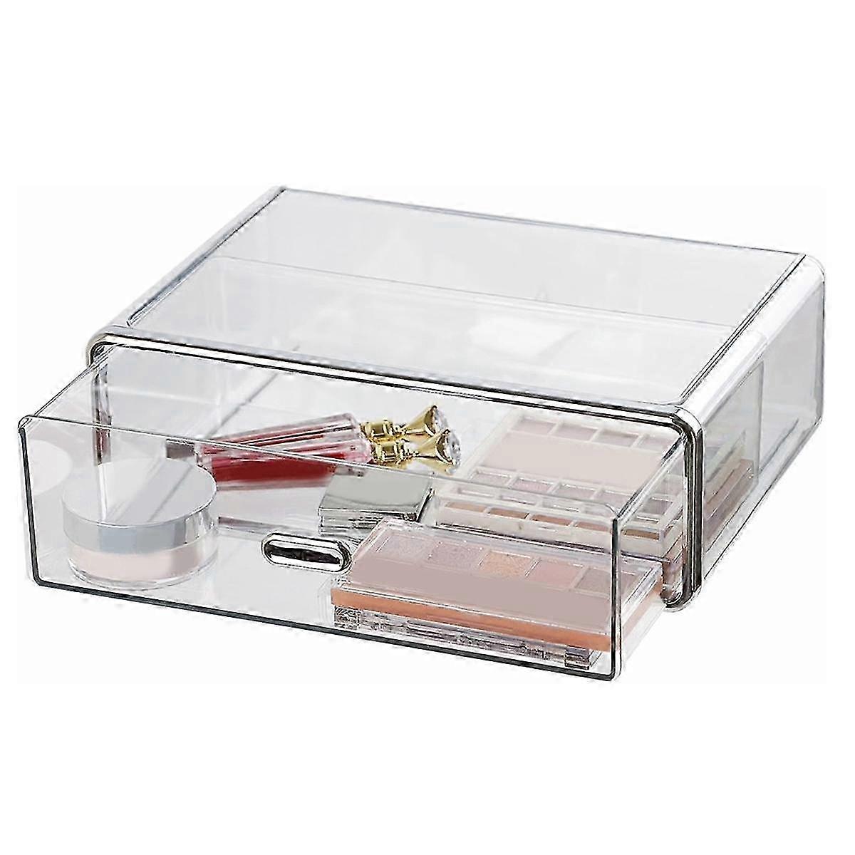 Clear Plastic Drawer for Organizing Dresser, Bathroom, Tabletop & Desktop - Transparent Stackable Storage with Versatile Use