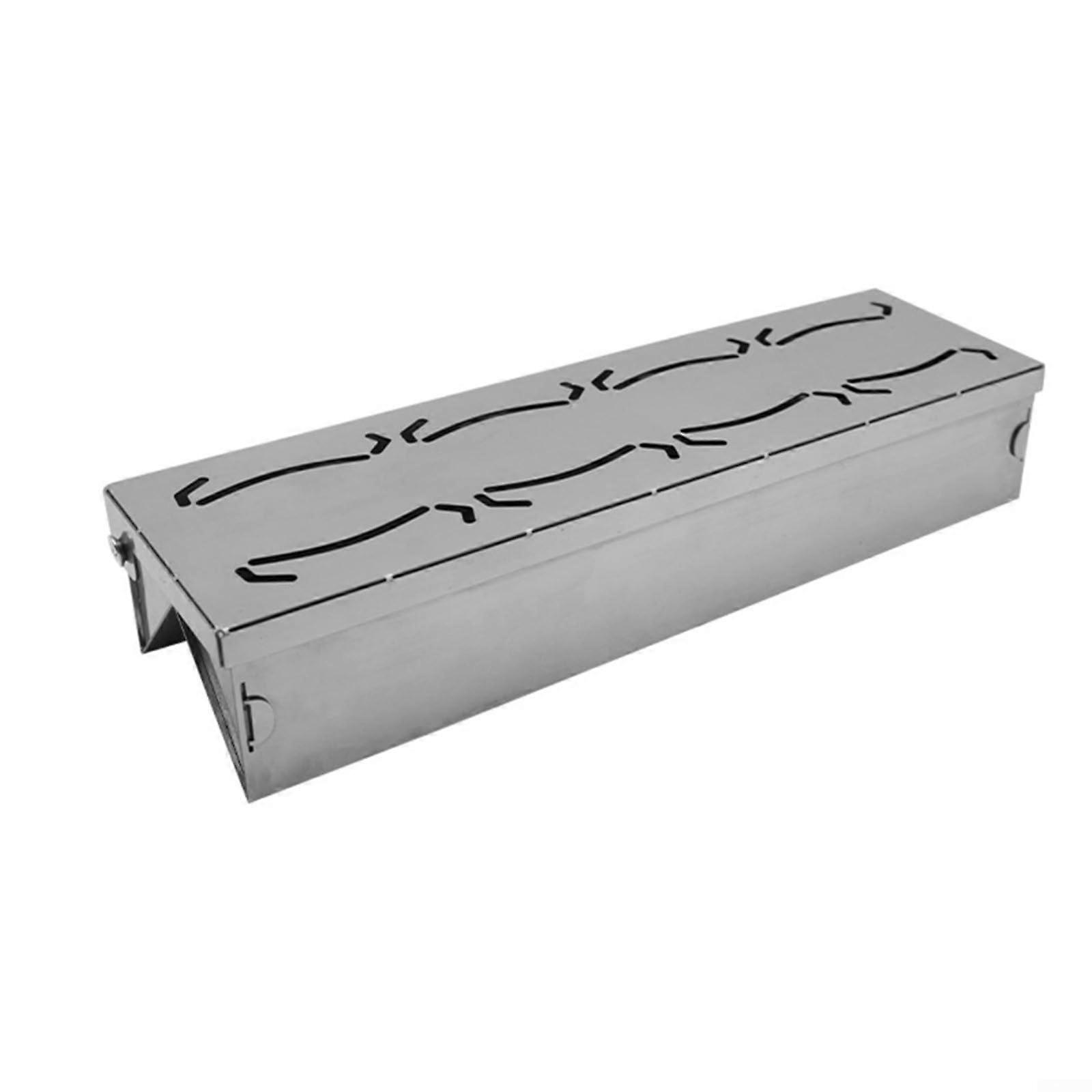 V-Shaped Smokers Box for Gas Grill, Stainless Steel Wood Chip Smoker Box, BBQ Accessory 25x7x4.8cm with Hinged Lid