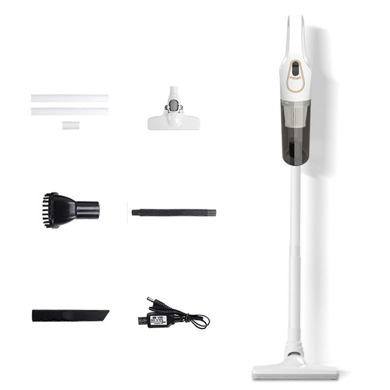 Handheld Vacuum Cleaner Quiet Operation Small Filter USB Rechargeable Cleaning Machine for Car Office Portable Design  White