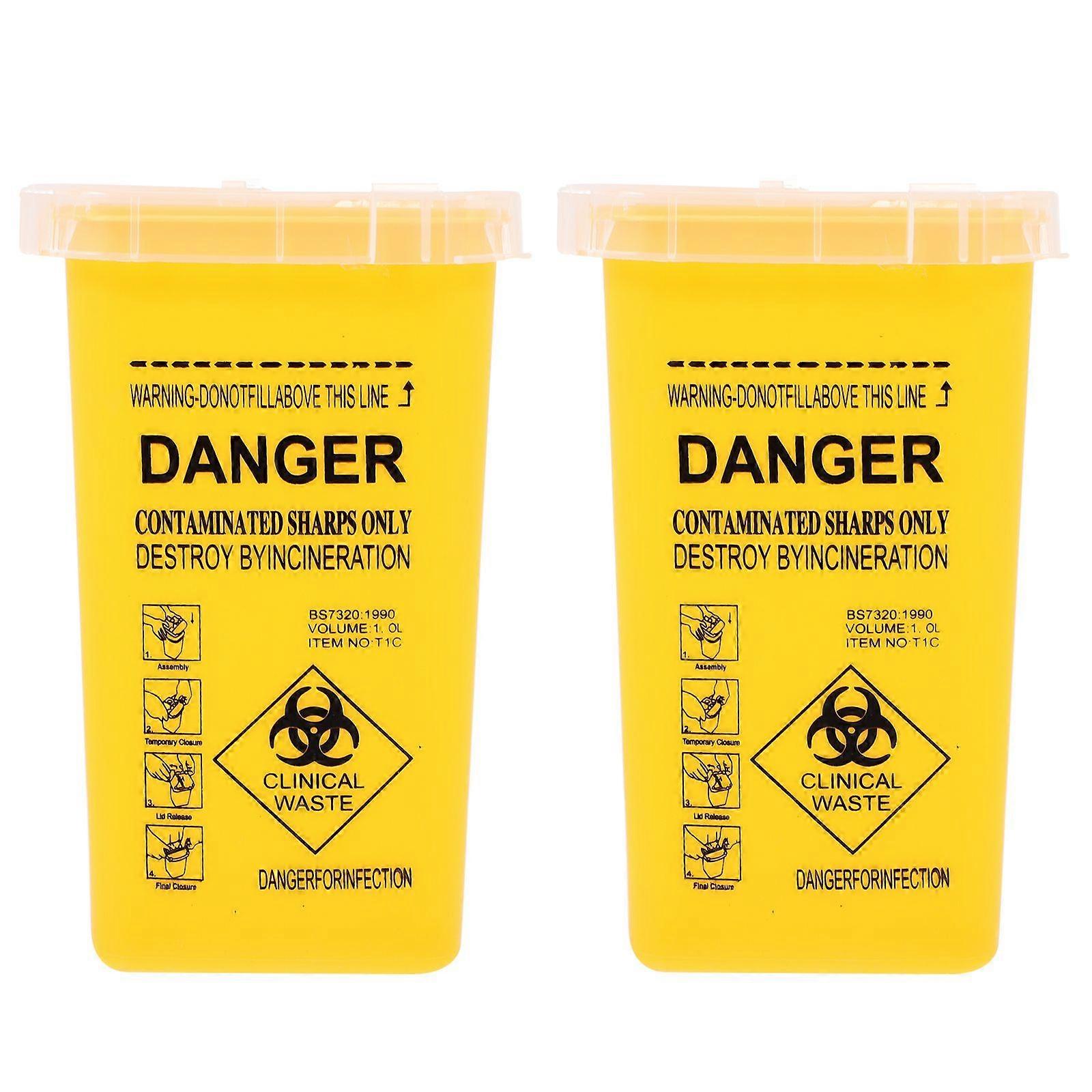 2Pcs Multi-function Sharps Buckets Plastic Disposal Containers Thickened Disposal Boxes