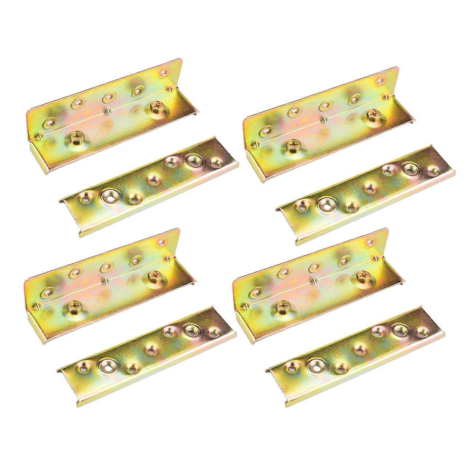 4Pcs Bed Rail Brackets Hardware Iron Wood Bed Frame Connectors Connecting