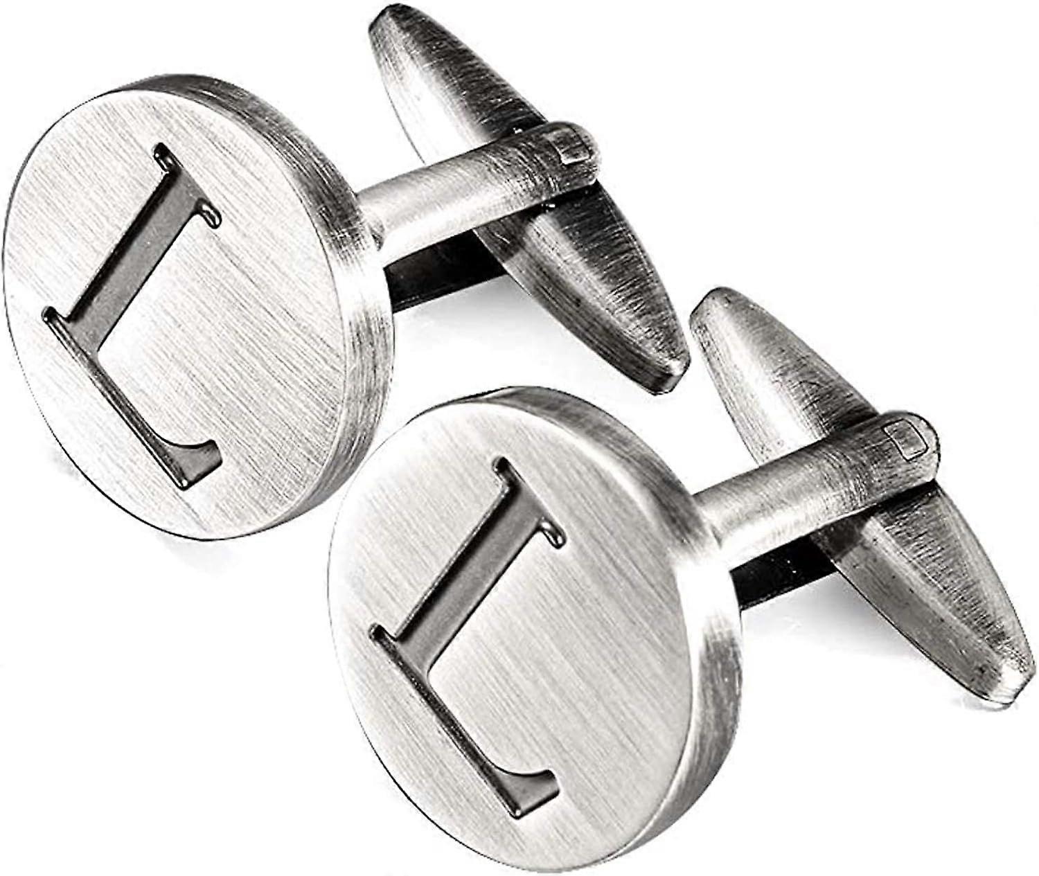 Cufflinks for men. Antique silver letter sequence classic cufflinks business
