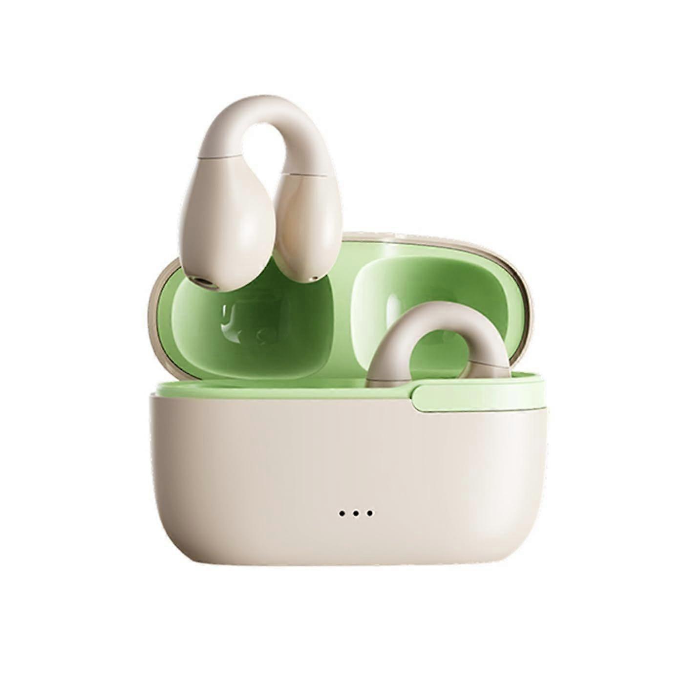 Bluetooth ear clip bone conduction headset Bluetooth 5.3 suitable for sports and work(Beige)