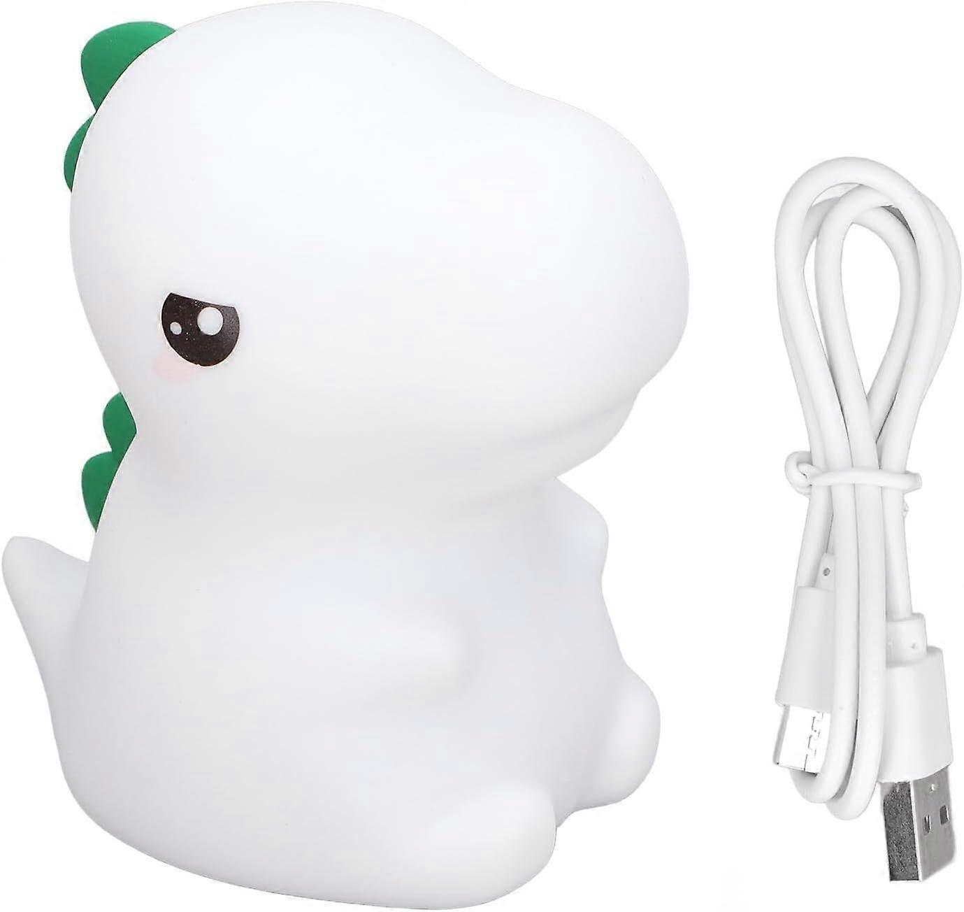 Dinosaur Pat Light USB Soft Silicone Lamp with for Color Changing Night Light Music Playback Feature(White)