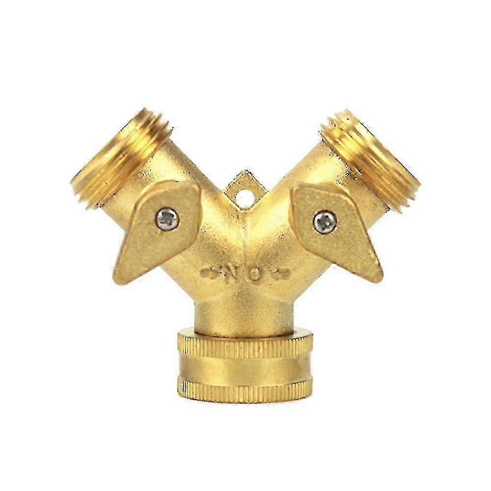 Brass Manifold, 3/4" Garden Faucet Y-Diverter Dual Hose Connector 2-Way Faucet Connector