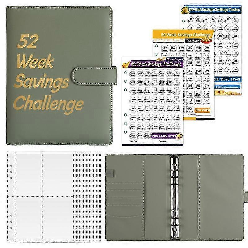 موثق تحدي توفير المال لمدة 52 أسبوعا مع مظاريف نقدية لتتبع الميزانية وتحدي المدخرات مقاس A5