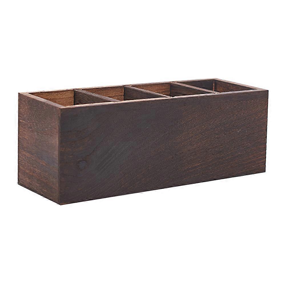 Wooden Desktop Organizer for Storage with Multiple Compartments Coffee Wood Box
