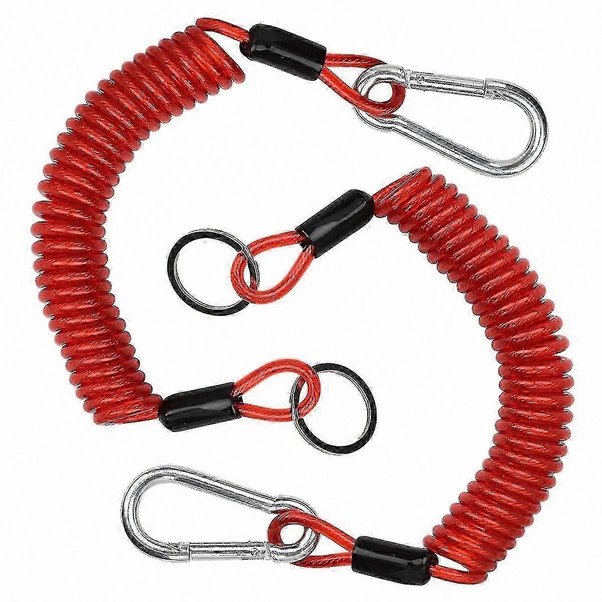 2-Pack 6FT Coiled Breakaway Safety Cables for Trailers, Towing Wire with Spring Design for RV and Camper Trailers