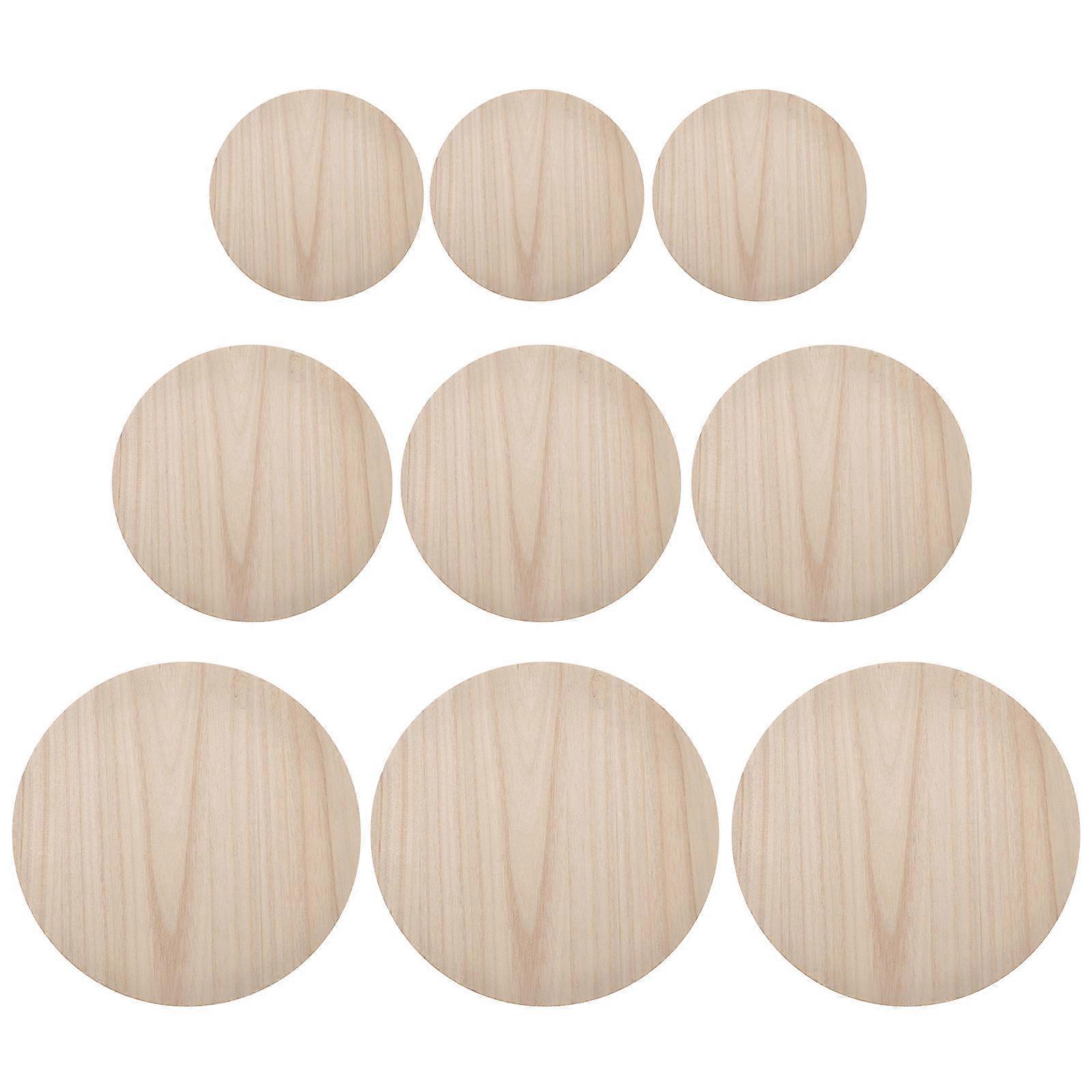 Painted Wood Slice Round Wooden Circles for Crafts 9Pcs Beige Wood