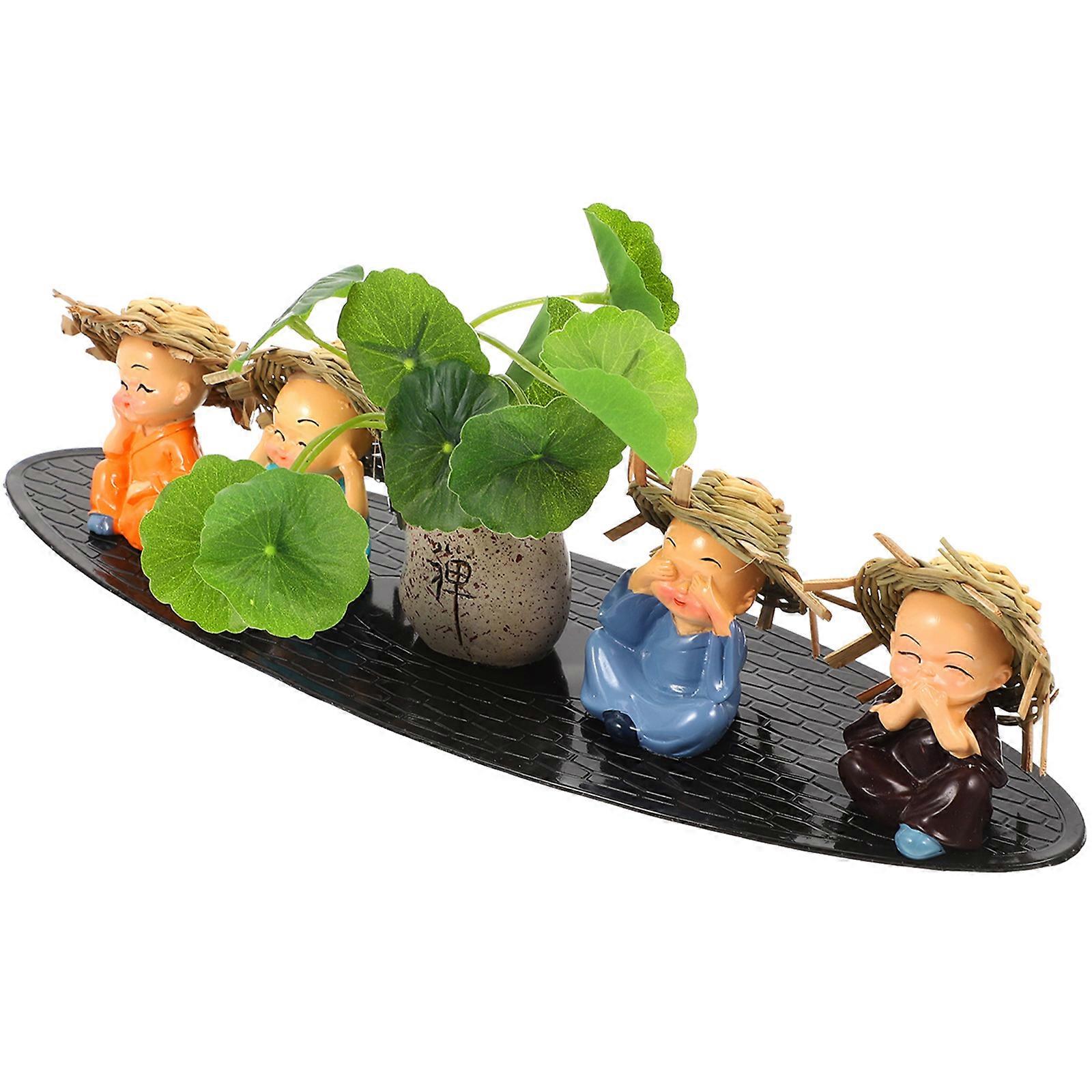 Car Decorations Small Monk Models for Decoration 8Pcs Dashboard Ornament Set