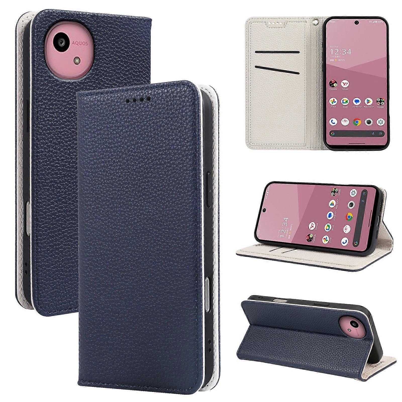 R10 Litchi Texture Two-Color Strong Magnetic Phone Case for Sharp AquosWish 5 Wallet Flip Case