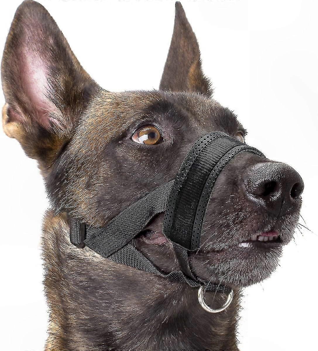 Nylon Soft Dog Muzzle, Anti-bit, Anti-bark, Anti-chew, Adjustable Ring (xl, Black) U