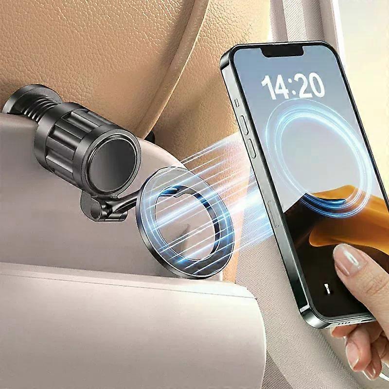 Adjustable Multi-function Magnetic Phone Clip Holder 360 Rotating Car Headrest Mount for Magsafe iPhone Universal Car Bracket