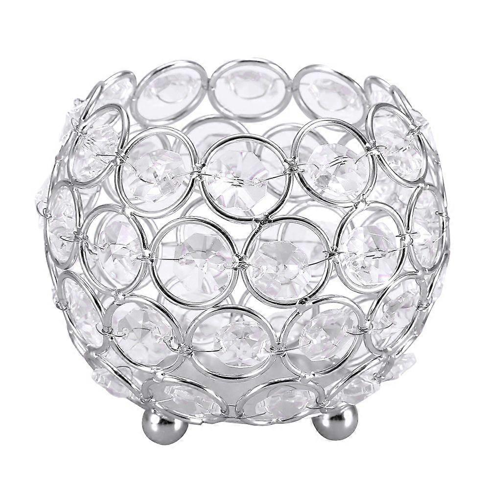 Crystal Tea Light Candle Holders Wedding Decor Table Centerpieces (Silver Diameter 10cm)
