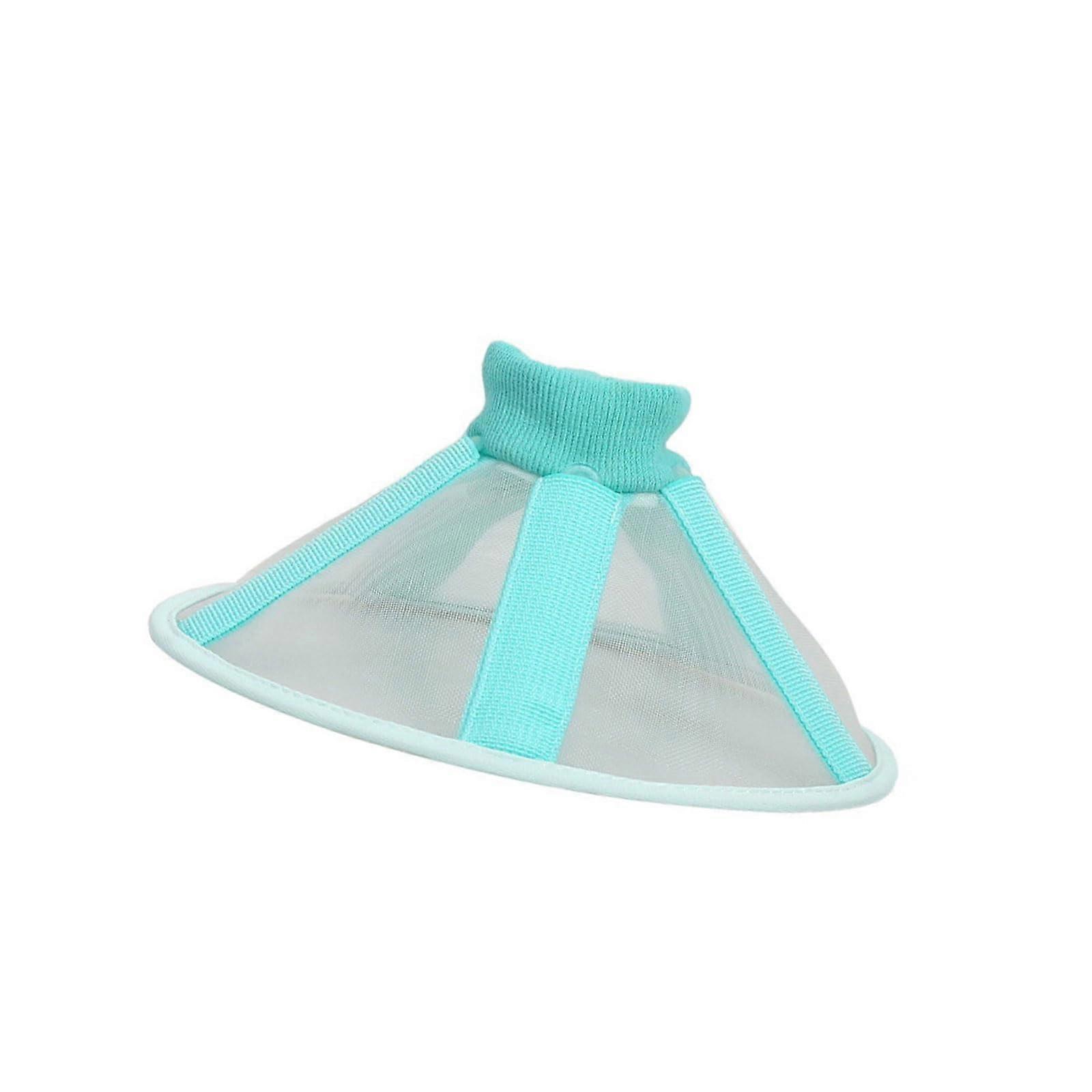 Elizabethan Collar For Pets Post Surgical Wound Protection Soft Net Cone Adjustable Neckband Blue Size S Cats