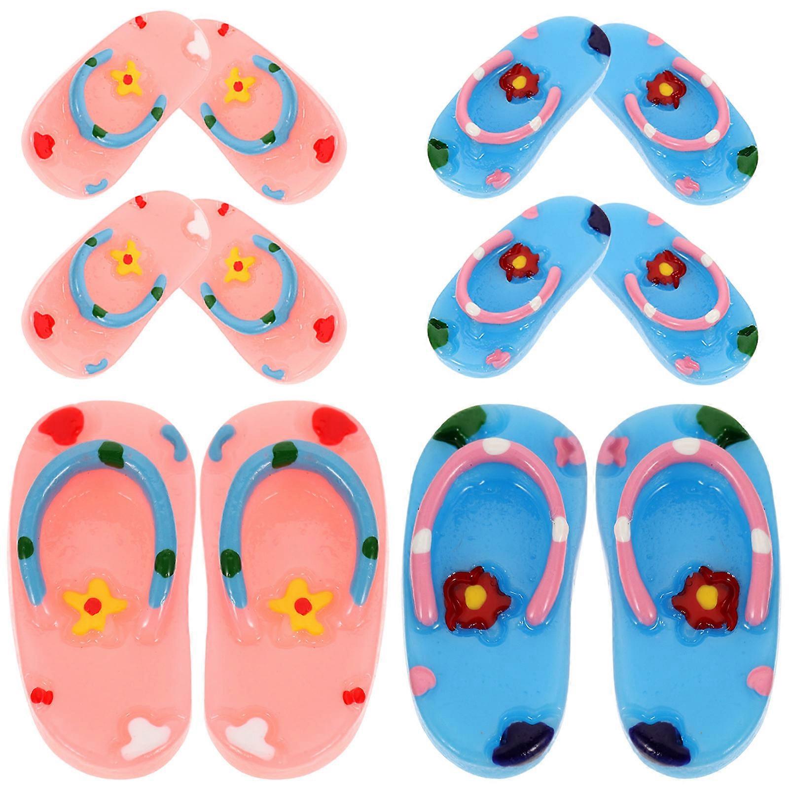 DIY Miniature Slipper Model for 18Pairs Resin Assorted Color Beach Flip Flops