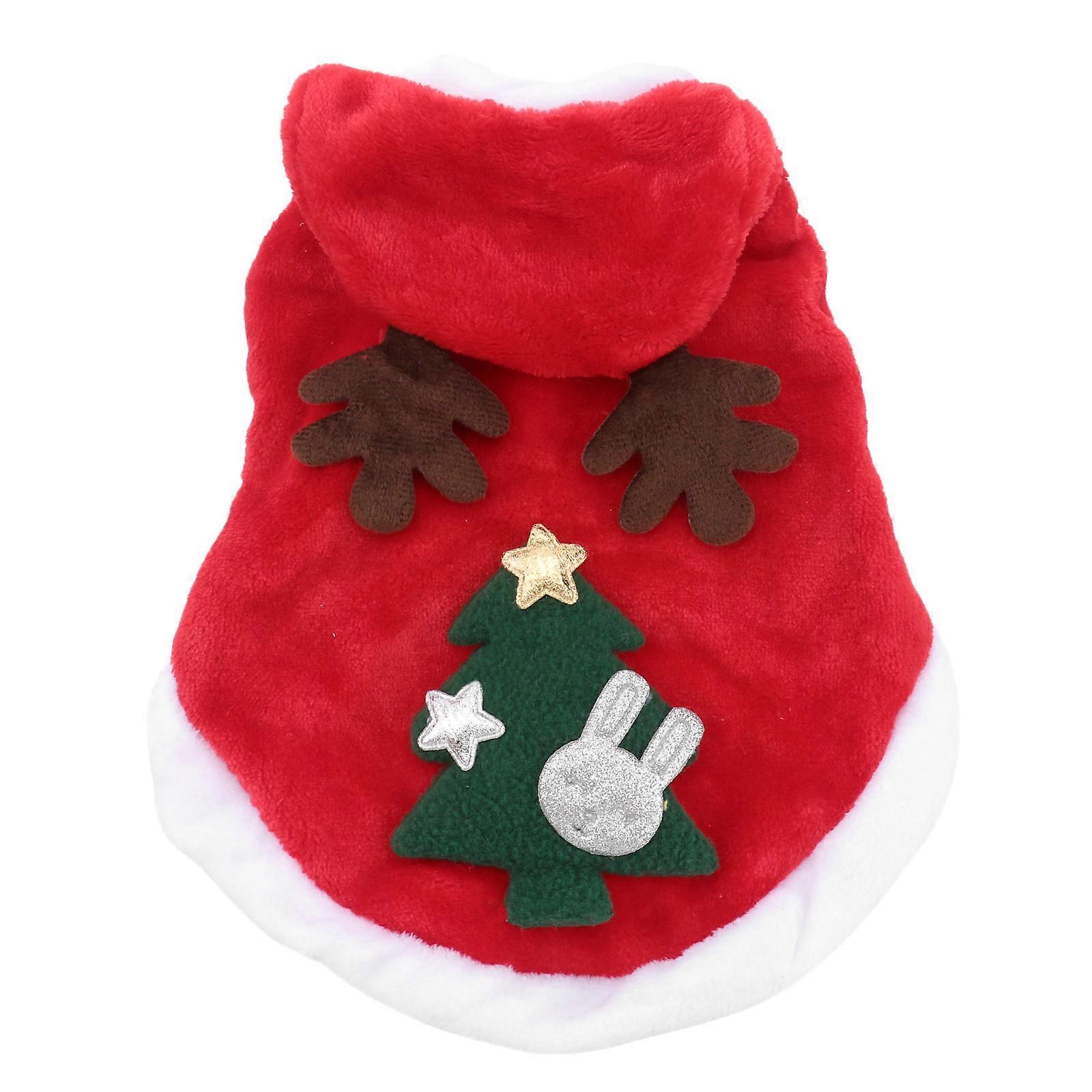 Christmas Pet Dog Keep Warm Clothes in Red Flannel Elk Pattern Costume