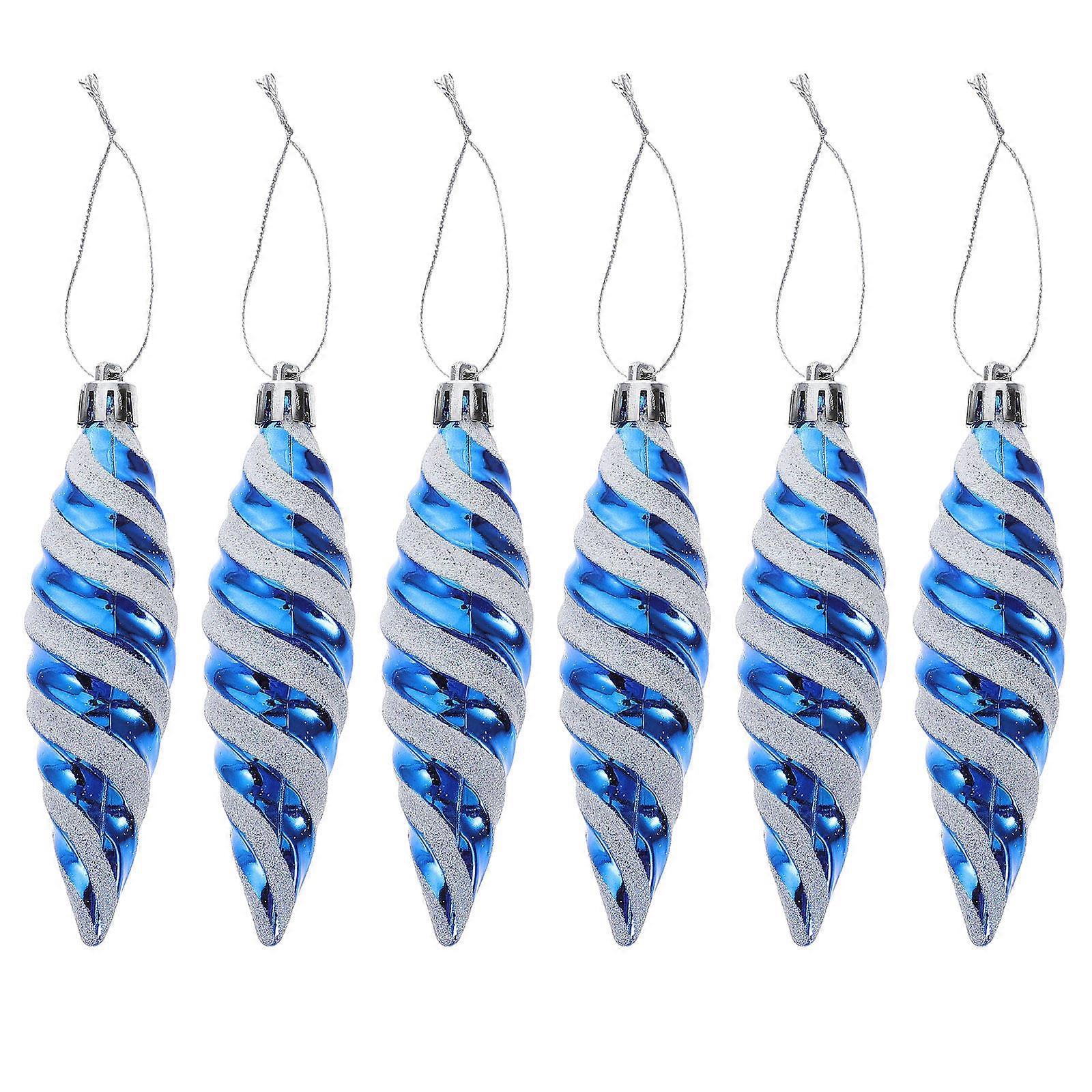 Xmas Tree Pendant for Hanging with 6Pcs Blue Spiral Xmas Decorations