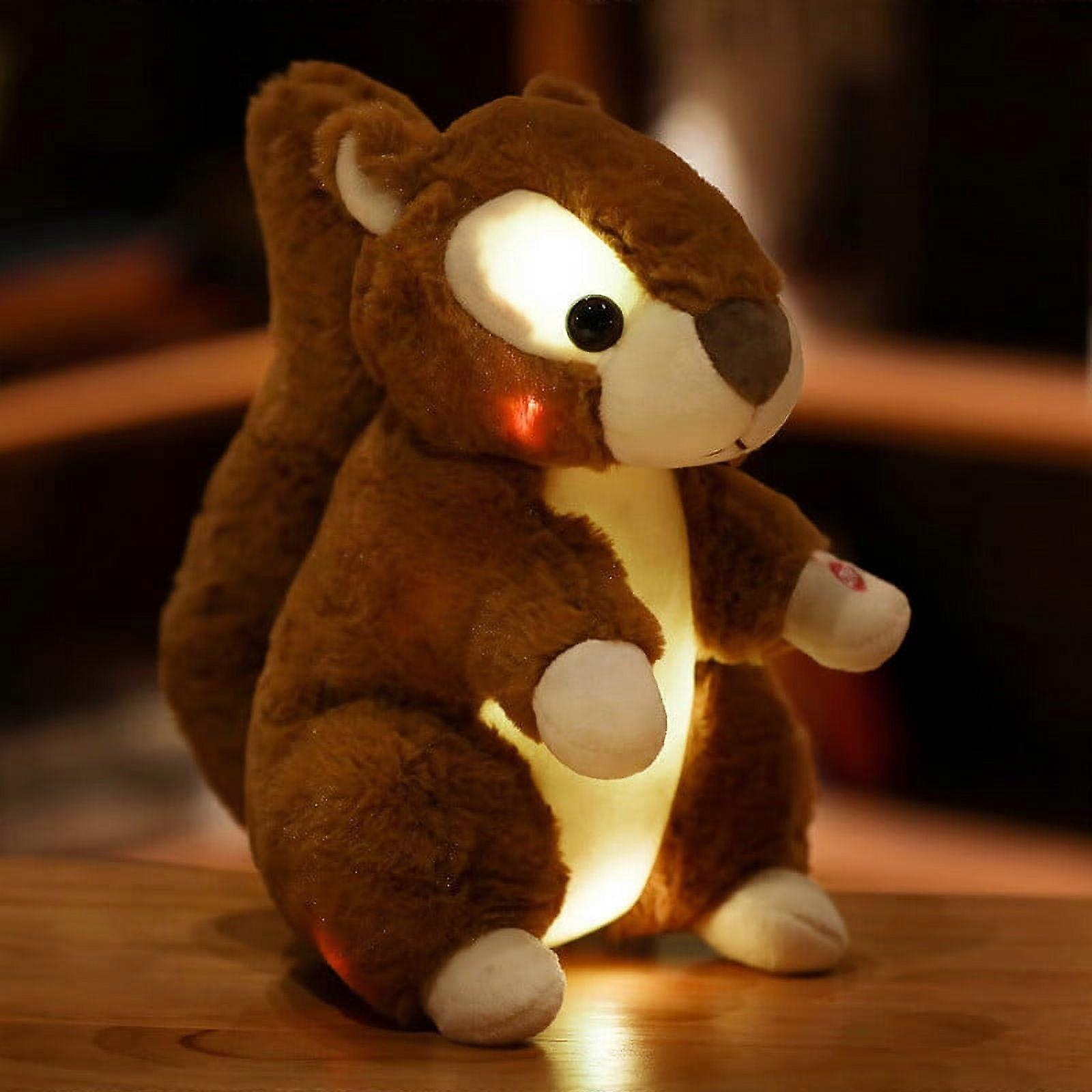 11" Light up Plush Toy Squirrel, Dark Brown