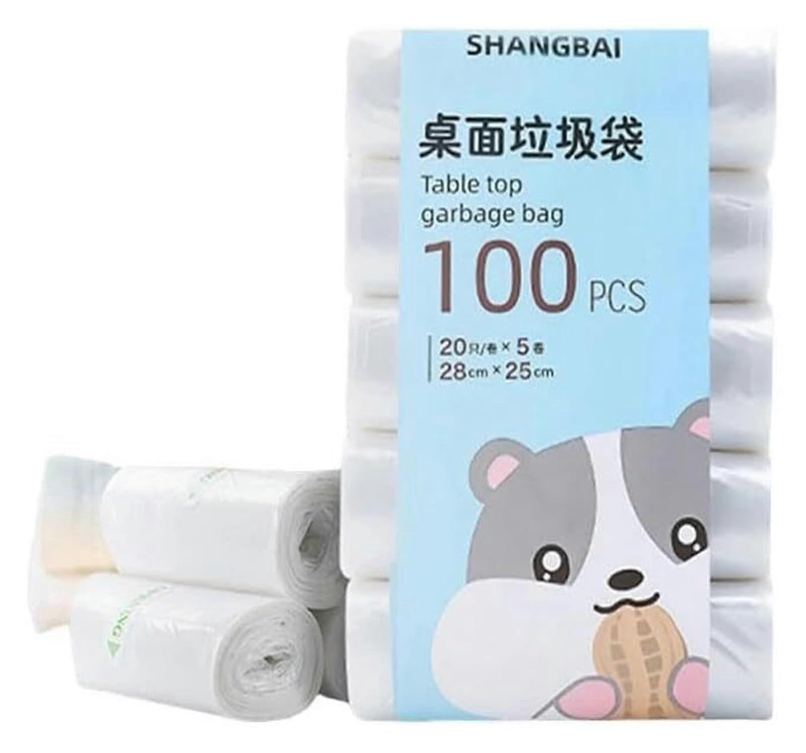 Garbage Bag 5 Roll Pack 100 Pcs Mini Thickened Disposable Trash Bags 28x25 Cm For Small Desktop Trash Can Household