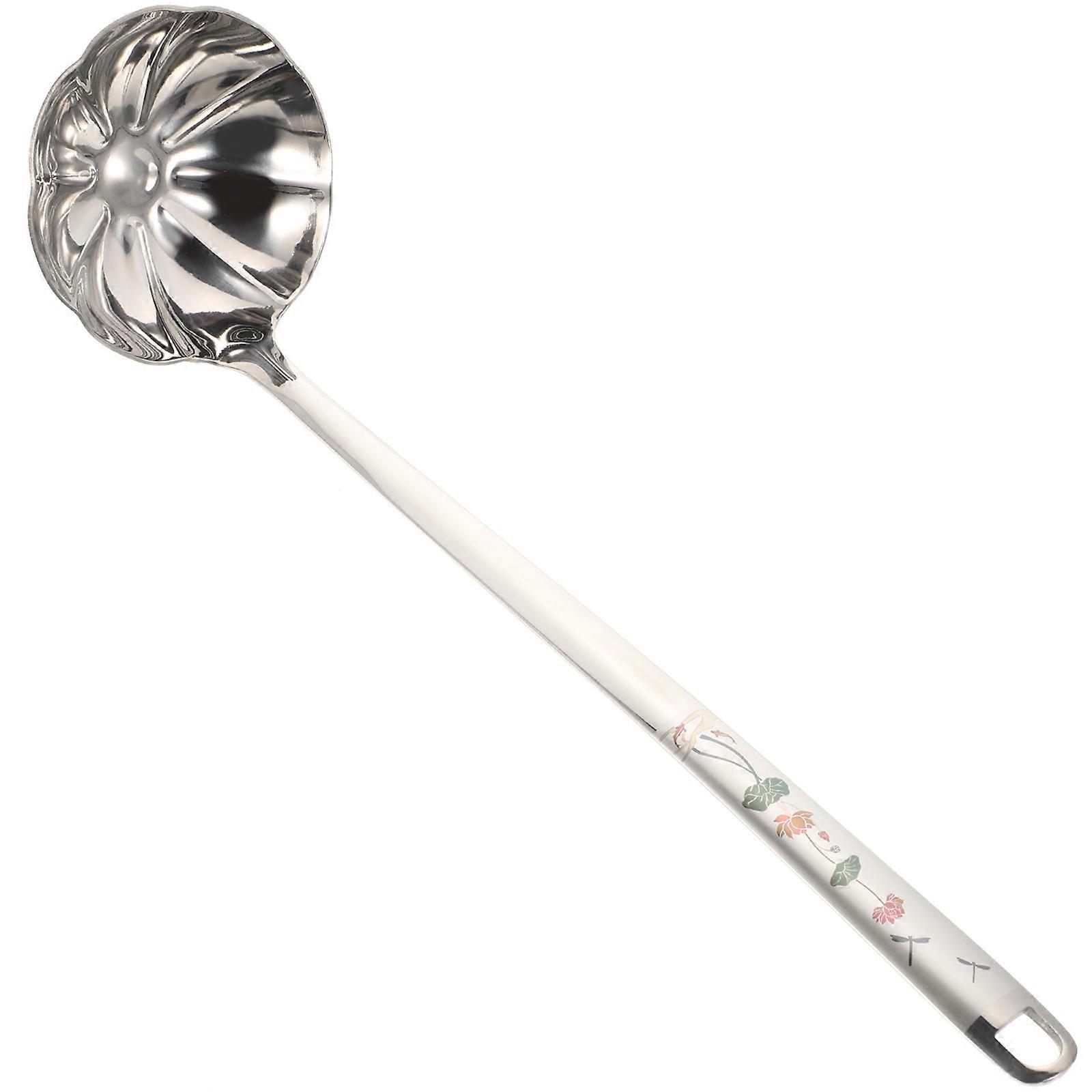 Practical Soup Ladle Serving Large Spoon Stirring Reusable 2Pcs Silver