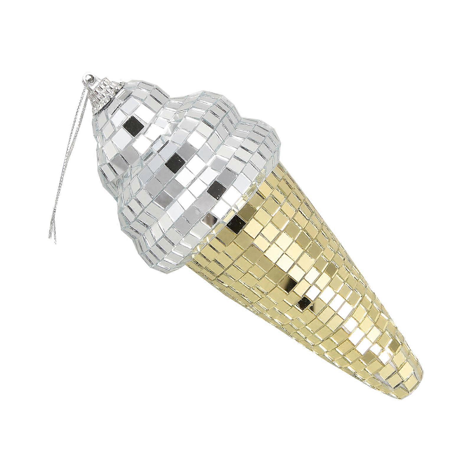 Hanging Disco Ball Disco Party Ice Cream Shape Party Accessories Org Glass Golden for 1Pcs