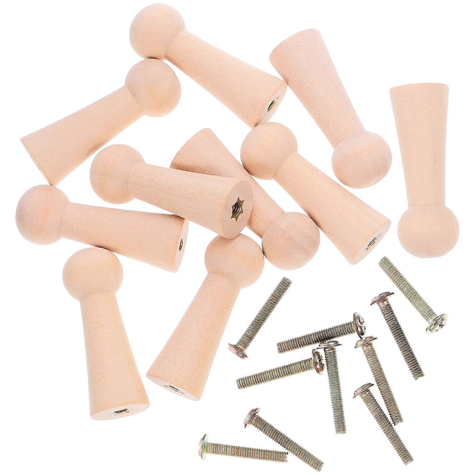 Bathroom Hanging Hook Wooden Round Head Hooks for 50Pcs Storage