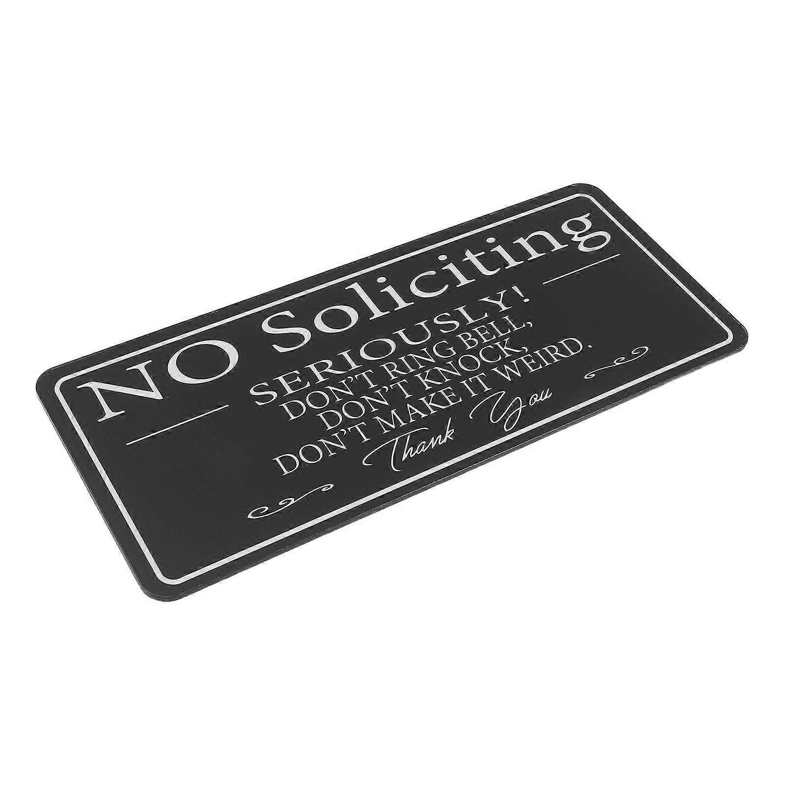 Self-Adhesive Acrylic No Soliciting Door Sign for Home Use 2Pcs Weatherproof
