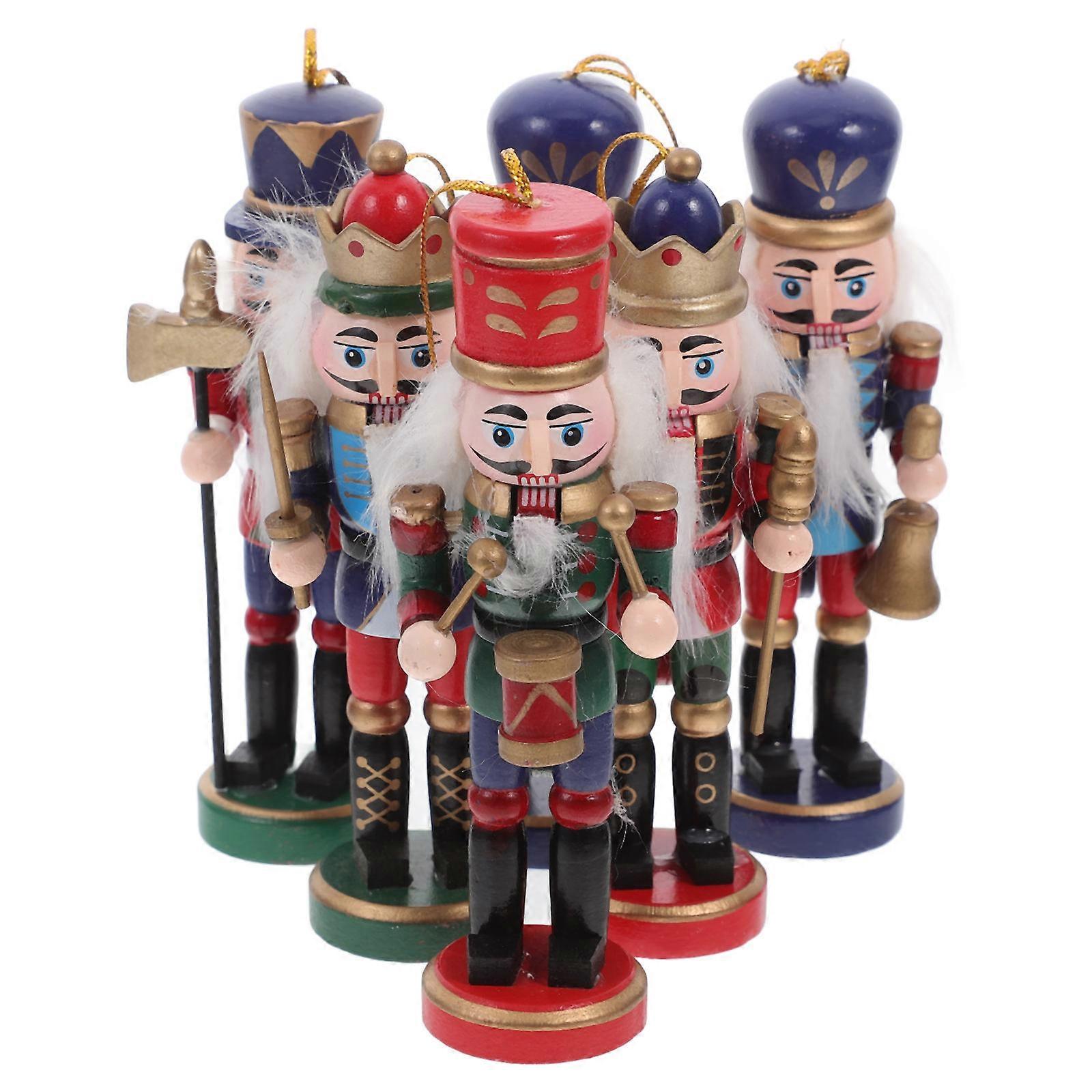 Wood Nutcracker Craft Assorted Color Ornament Ideal For Holiday Season Gift Giving Indoor Event 12CM 30Pcs